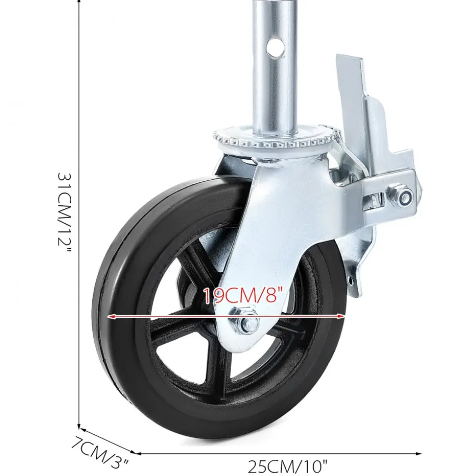 VEVOR 4 Pack 8 Inch Iron Core Polyurethane Swivel Caster With Dual Locking Brake Adjustable Legs 1100LBS Capacity per Wheel