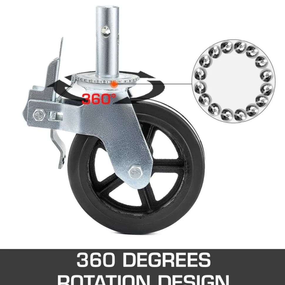 VEVOR 4 Pack 8 Inch Iron Core Polyurethane Swivel Caster With Dual Locking Brake Adjustable Legs 1100LBS Capacity per Wheel