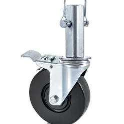 VEVOR 4 Pack 5Inch Scaffolding Rubber Swivel Caster Wheels with Dual Locking Heavy Duty Casters 1.26 Inch Square Stem 440LBS Capacity per Wheel
