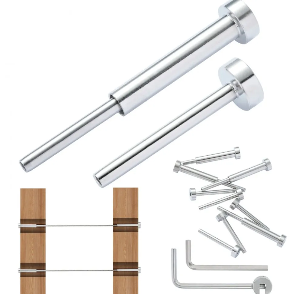 VEVOR 20 Pack Invisible Cable Railing kit, T316 Stainless Steel 1/8" Invisible Receiver and Swage Stud End for Cable Railing, Swage Tensioner 1/8" for Wood/Metal Post, Cable Railing Hardware, Silver