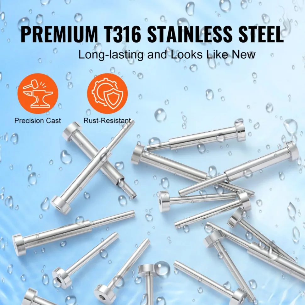 VEVOR 20 Pack Invisible Cable Railing kit, T316 Stainless Steel 1/8" Invisible Receiver and Swage Stud End for Cable Railing, Swage Tensioner 1/8" for Wood/Metal Post, Cable Railing Hardware, Silver
