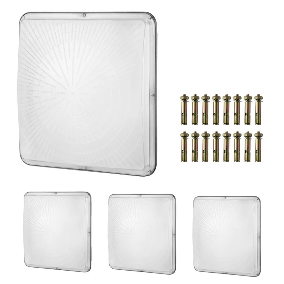 VEVOR 4 Pack LED Canopy Lights, 150W, 16500LM 5000K Daylight Commercial Industrial Outdoor Canopy Lights, 12.4"x12.4" Surface Mount Ceiling Lighting for Gas Station Warehouse Garage Street Shop, IP65