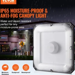 VEVOR 4 Pack LED Canopy Lights, 80W, 8800LM 5000K Daylight Commercial Industrial Outdoor Canopy Lights, 10.08