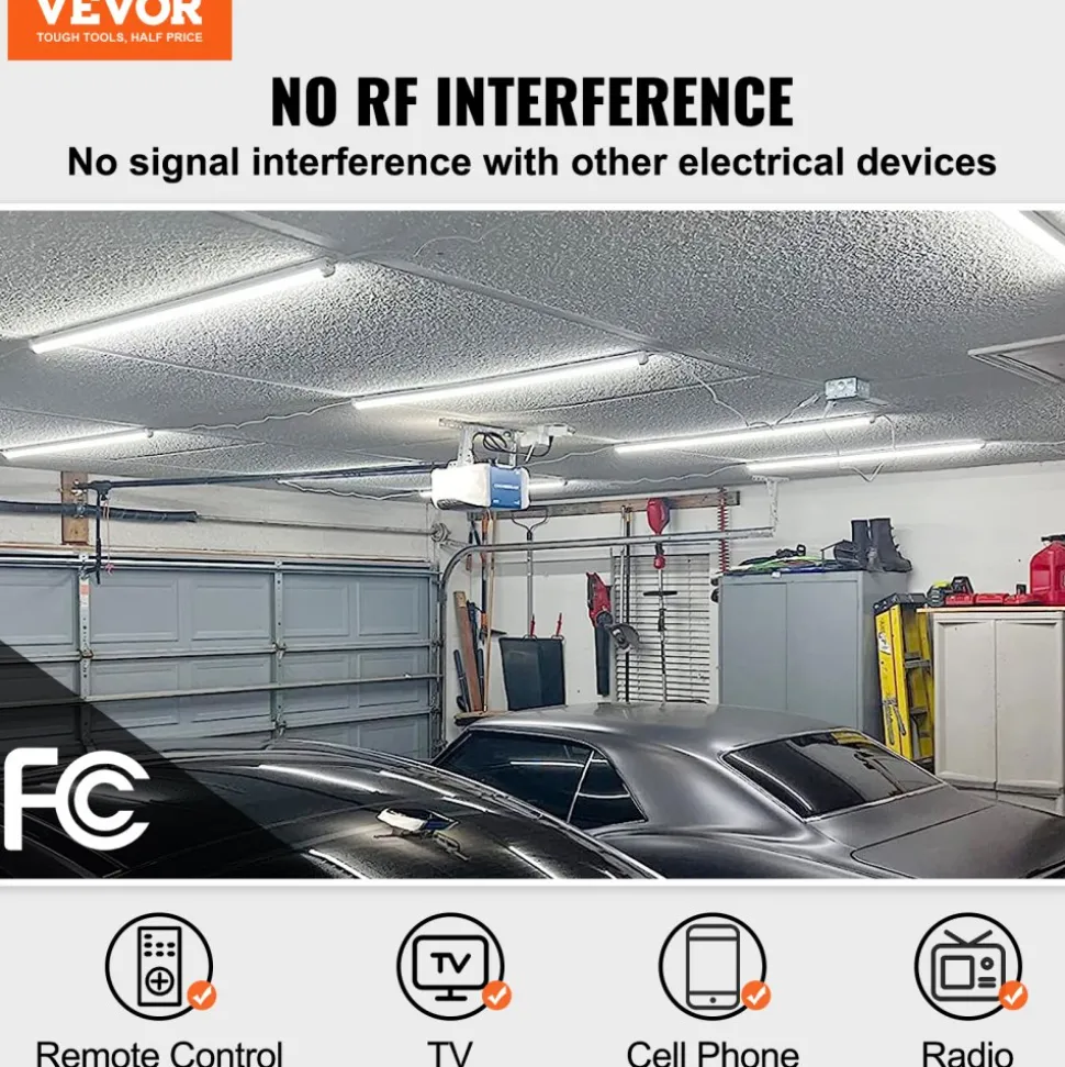 VEVOR 10 Pack LED Shop Light, 8 FT, 80W Linkable Shop Light Fixture, 10000 LM Ceiling Lights 59 in Power Cords with ON/OFF Switch 48 in Connector Cables, for Garage Warehouse Home Workkshop and Office