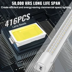 VEVOR 10 Pack LED Shop Light, 8 FT, 80W Linkable Shop Light Fixture, 10000 LM Ceiling Lights 59 in Power Cords with ON/OFF Switch 48 in Connector Cables, for Garage Warehouse Home Workkshop and Office