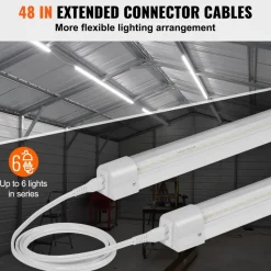 VEVOR 10 Pack LED Shop Light, 4 FT, 40W Linkable Shop Light Fixture, 6500 LM Ceiling Lights 59 in Power Cords with ON/OFF Switch 48 in Connector Cables, for Garage Warehouse Home Workkshop and Office