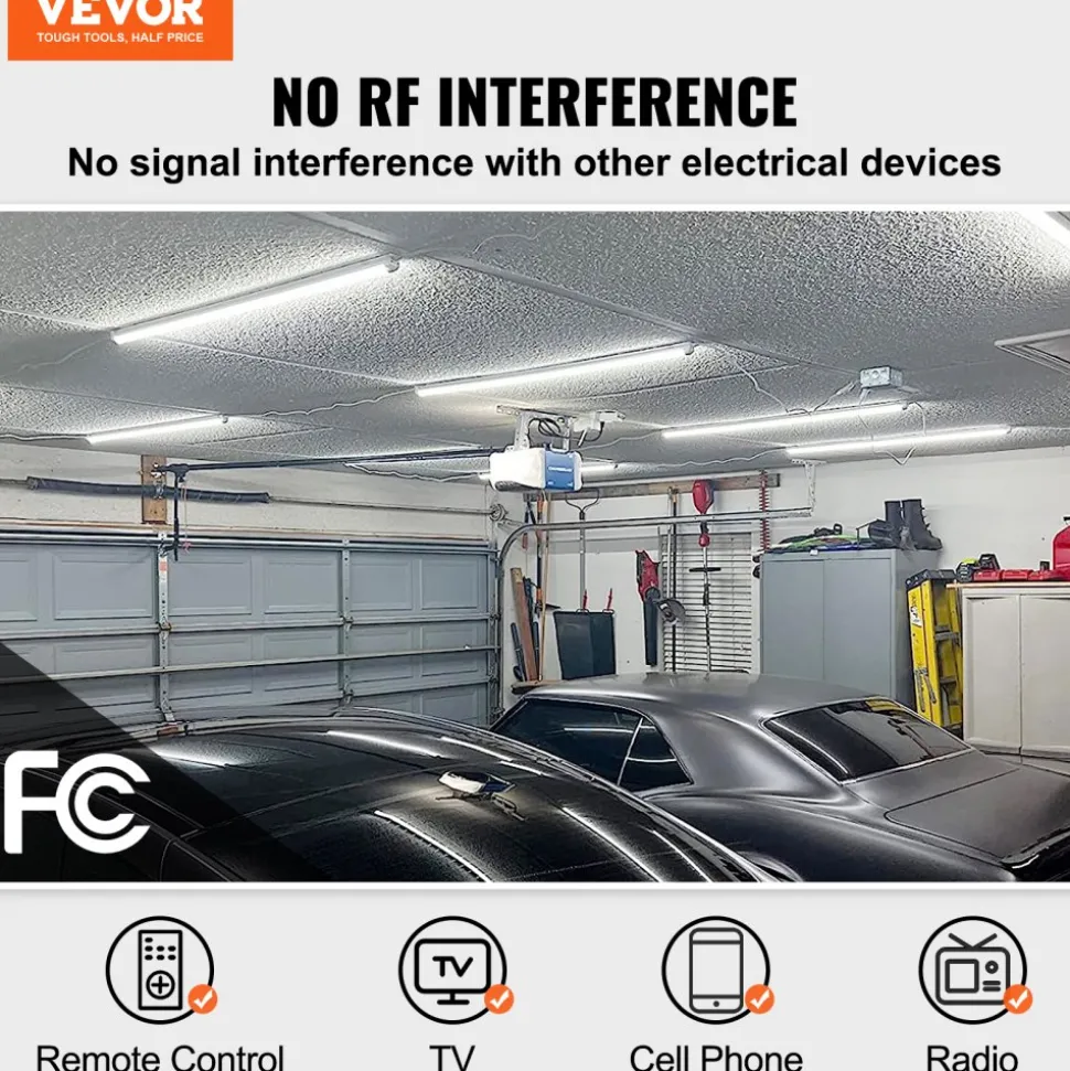VEVOR 10 Pack LED Shop Light, 4 FT, 40W Linkable Shop Light Fixture, 6500 LM Ceiling Lights 59 in Power Cords with ON/OFF Switch 48 in Connector Cables, for Garage Warehouse Home Workkshop and Office