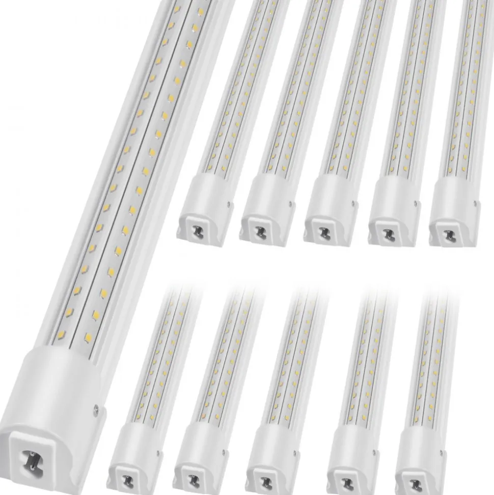 VEVOR 10 Pack LED Shop Light, 4 FT, 40W Linkable Shop Light Fixture, 6500 LM Ceiling Lights 59 in Power Cords with ON/OFF Switch 48 in Connector Cables, for Garage Warehouse Home Workkshop and Office