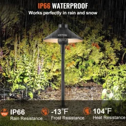 VEVOR 12 Pack Low Voltage Landscape Path Lights, 3W 210LM 12V-24VAC/DC Outdoor LED Pathway Lighting, 3000K Warm White Walkway Lights with Quick Connectors, IP66 Waterproof for Yard Garden Sidewalk