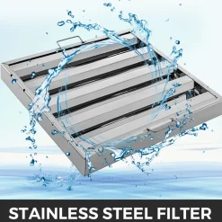 VEVOR Pack of 6 Hood Filters 19.5W x 24.5H Inch, 430 Stainless Steel 4 Grooves Commercial Hood Filters, Range Hood Filter for Grease Rated Commercial Kitchen Exhaust Hoods