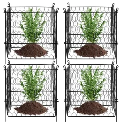 VEVOR 4 Pack Plant Protector from Animals, 13.4'' x 13.4'' Chicken Wire Plant Protector, Plant Cages for Outdoor Plants, Flowers & Vegetables, Keeps Bunny Chicken Squirrels Out, 16pcs Metal Mesh