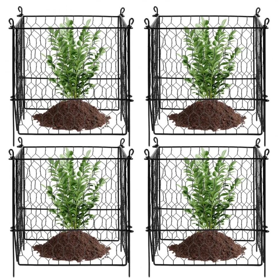 VEVOR 4 Pack Plant Protector from Animals, 13.4'' x 13.4'' Chicken Wire Plant Protector, Plant Cages for Outdoor Plants, Flowers & Vegetables, Keeps Bunny Chicken Squirrels Out, 16pcs Metal Mesh