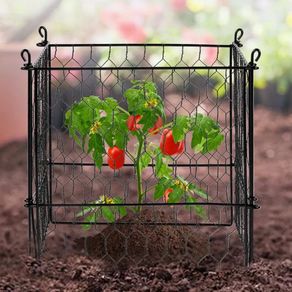 VEVOR 4 Pack Plant Protector from Animals, 13.4'' x 13.4'' Chicken Wire Plant Protector, Plant Cages for Outdoor Plants, Flowers & Vegetables, Keeps Bunny Chicken Squirrels Out, 16pcs Metal Mesh