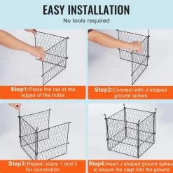VEVOR 4 Pack Plant Protector from Animals, 13.4'' x 13.4'' Chicken Wire Plant Protector, Plant Cages for Outdoor Plants, Flowers & Vegetables, Keeps Bunny Chicken Squirrels Out, 16pcs Metal Mesh