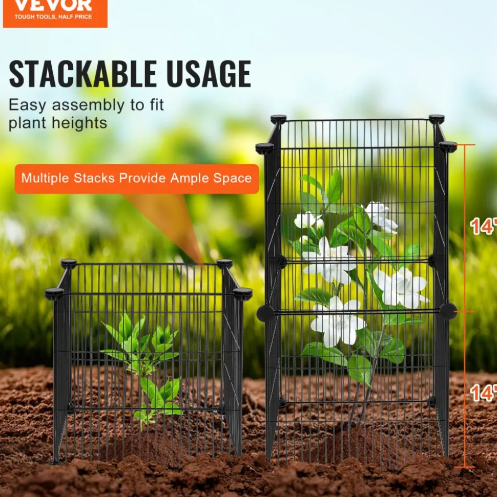 VEVOR 5 Pack Plant Protector from Animals, 15.35'' x 15.35'' Chicken Wire Plant Protector, Plant Cages for Outdoor Plants, Flowers & Vegetables, Keeps Bunny Chicken Squirrels Out, 20pcs Metal Mesh