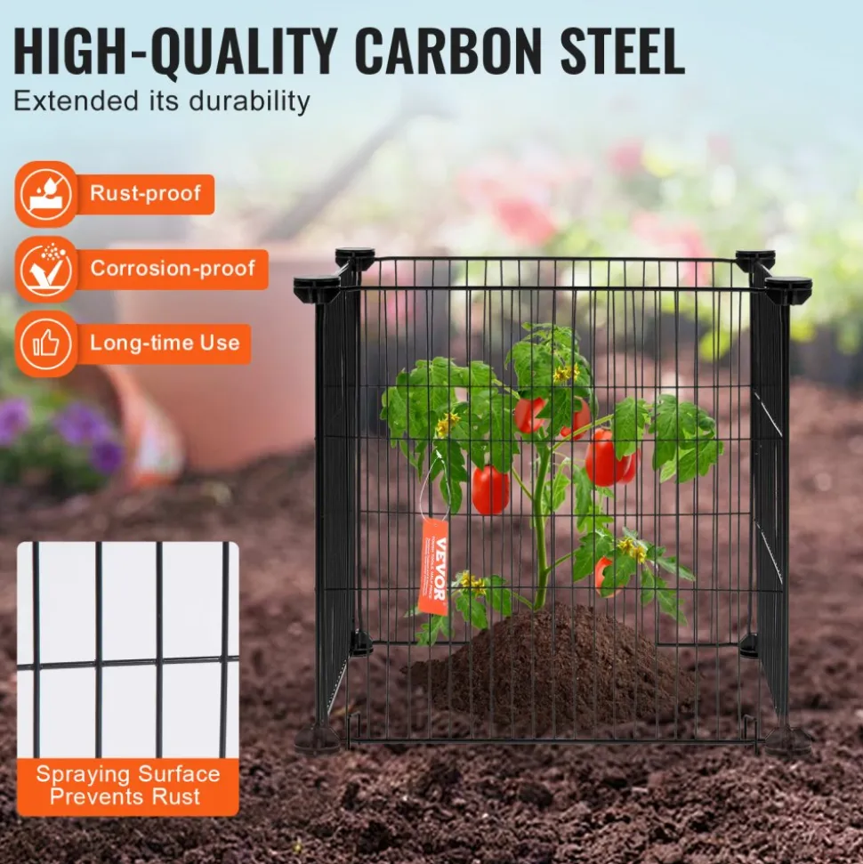 VEVOR 5 Pack Plant Protector from Animals, 15.35'' x 15.35'' Chicken Wire Plant Protector, Plant Cages for Outdoor Plants, Flowers & Vegetables, Keeps Bunny Chicken Squirrels Out, 20pcs Metal Mesh