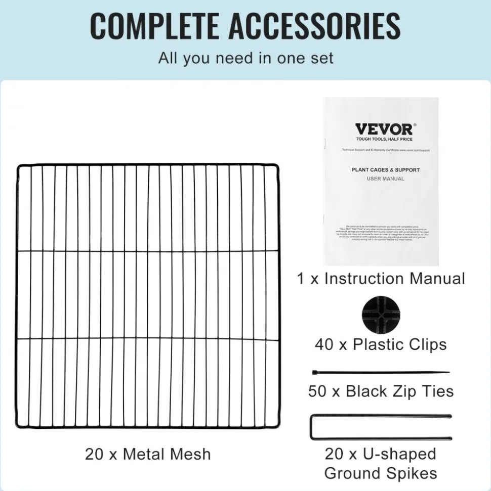 VEVOR 5 Pack Plant Protector from Animals, 15.35'' x 15.35'' Chicken Wire Plant Protector, Plant Cages for Outdoor Plants, Flowers & Vegetables, Keeps Bunny Chicken Squirrels Out, 20pcs Metal Mesh
