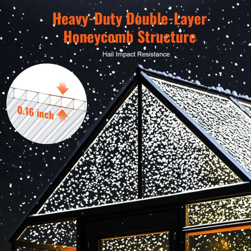 VEVOR 12 Pack Polycarbonate Greenhouse Panels, 2' X 4' X 0.24'' Roof Panels Sheets, Waterproof UV Protected Corrugated Plastic Roofing, Impact Resistance Clear Roofing Sheets for Greenhouse/Garden