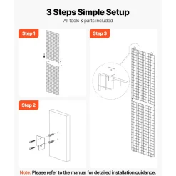 VEVOR 3 Packs Grid Wall Panels, 2 x 6 ft Wire Grid Panels Display Rack, Wall-Mounted Art Display Shelf, Black Carbon Steel Wall Hanging Gridwall for Craft Show, Decoration, Storage, Notice Board