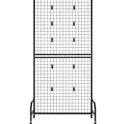 VEVOR 2 Packs Grid Wall Panels, 2.9 x 5.9 ft Wire Grid Panels Display Rack, Movable Art Display Shelf with Wheels and 10 Hooks, Black Carbon Steel Gridwall for Craft Show, Decor, Storage, Notice Board