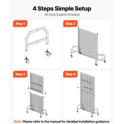 VEVOR 2 Packs Grid Wall Panels, 2.9 x 5.9 ft Wire Grid Panels Display Rack, Movable Art Display Shelf with Wheels and 10 Hooks, Black Carbon Steel Gridwall for Craft Show, Decor, Storage, Notice Board