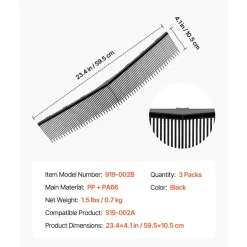 VEVOR 3 Packs Lawn Sweeper Brush Replacement, Compatible with VEVOR 26 in Lawn & Leaf Collector Sweepers, Yard Sweeper Brush Paddle with Durable V-Shaped Bristles for Easy Grass Leaf Cleanup