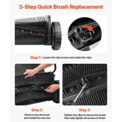 VEVOR 3 Packs Lawn Sweeper Brush Replacement, Compatible with VEVOR 30 in Lawn & Leaf Collector Sweepers, Yard Sweeper Brush Paddle with Durable V-Shaped Bristles for Easy Grass Leaf Cleanup