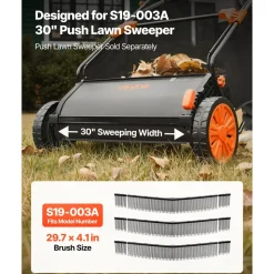 VEVOR 3 Packs Lawn Sweeper Brush Replacement, Compatible with VEVOR 30 in Lawn & Leaf Collector Sweepers, Yard Sweeper Brush Paddle with Durable V-Shaped Bristles for Easy Grass Leaf Cleanup