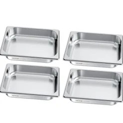 VEVOR 4 Pack Stainless Steam Hotel Pan, 1/2 Size Table Steam Pan, 2.5 Inch Deep Anti Jam Restaurant Supplies Reusable Rustproof Catering Storage for Home, Party, Restaurant, Hotel, Buffet