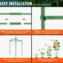 VEVOR 6 Packs Tomato Cages for Garden, 48 inch Tomato Trellis Plant Stakes Support, Stackable Tall Plant Support Cage, for Raised Garden Bed, Vegetables Flowers and Climbing Plants