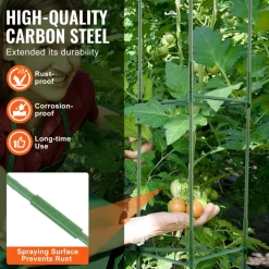 VEVOR 6 Packs Tomato Cages for Garden, 48 inch Tomato Trellis Plant Stakes Support, Stackable Tall Plant Support Cage, for Raised Garden Bed, Vegetables Flowers and Climbing Plants