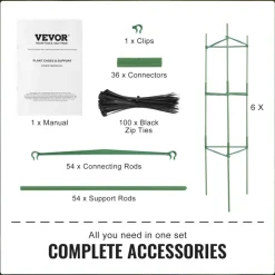 VEVOR 6 Packs Tomato Cages for Garden, 48 inch Tomato Trellis Plant Stakes Support, Stackable Tall Plant Support Cage, for Raised Garden Bed, Vegetables Flowers and Climbing Plants
