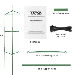 VEVOR 6 Packs Tomato Cages for Garden, 48 inch Tomato Trellis Plant Stakes Support, Stackable Tall Plant Support Cage, for Raised Garden Bed, Vegetables Flowers and Climbing Plants