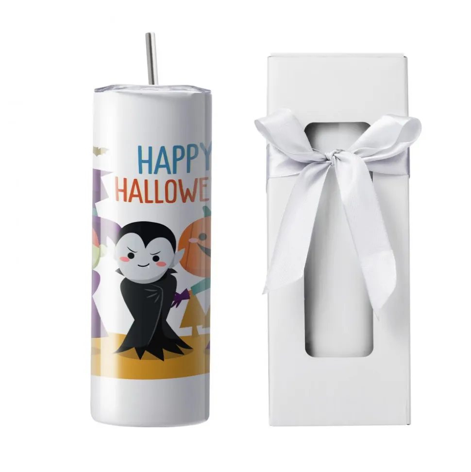 VEVOR 16 Pack Sublimation Tumblers 20oz Skinny Straight, Stainless Steel Sublimation Tumblers Blank, Stainless Steel Double Wall Tumbler for Heat Transfer Customized Gifts with Lid and Straw, Gift Box