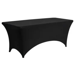 VEVOR 10 Pack Table Cloth for 6FT Rectangular Fitted Events, Wrinkle-Resistant Stretch Black Table Covers, Washable Spandex Tablecloth Protector, for Party, Wedding, Cocktail, Banquet, Festival