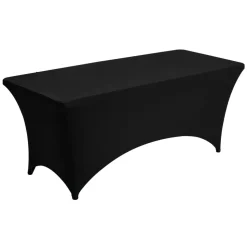 VEVOR 3 Pack Table Cloth for 6FT Rectangular Fitted Events, Wrinkle-Resistant Stretch Black Table Covers, Washable Spandex Tablecloth Protector, for Party, Wedding, Cocktail, Banquet, Festival