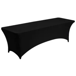 VEVOR 6 Pack Table Cloth for 8FT Rectangular Fitted Events, Wrinkle-Resistant Stretch Black Table Covers, Washable Spandex Tablecloth Protector, for Party, Wedding, Cocktail, Banquet, Festival