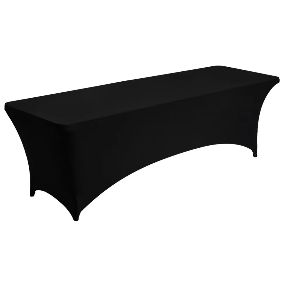 VEVOR 6 Pack Table Cloth for 8FT Rectangular Fitted Events, Wrinkle-Resistant Stretch Black Table Covers, Washable Spandex Tablecloth Protector, for Party, Wedding, Cocktail, Banquet, Festival