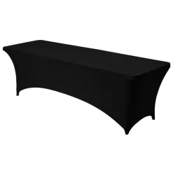 VEVOR 6 Pack Table Cloth for 8FT Rectangular Fitted Events, Wrinkle-Resistant Stretch Black Table Covers, Washable Spandex Tablecloth Protector, for Party, Wedding, Cocktail, Banquet, Festival