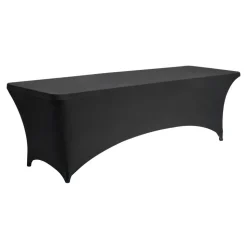 VEVOR 6 Pack Table Cloth for 8FT Rectangular Fitted Events, Wrinkle-Resistant Stretch Black Table Covers, Washable Spandex Tablecloth Protector, for Party, Wedding, Cocktail, Banquet, Festival