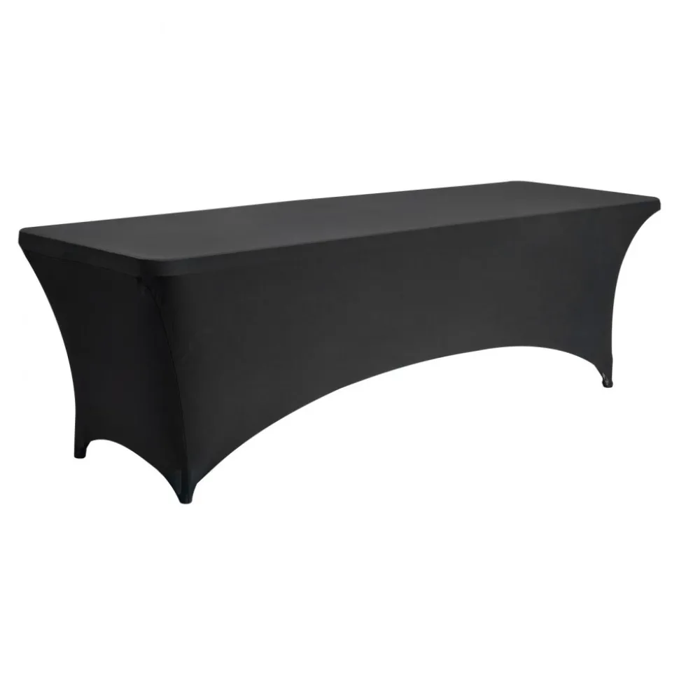 VEVOR 6 Pack Table Cloth for 8FT Rectangular Fitted Events, Wrinkle-Resistant Stretch Black Table Covers, Washable Spandex Tablecloth Protector, for Party, Wedding, Cocktail, Banquet, Festival