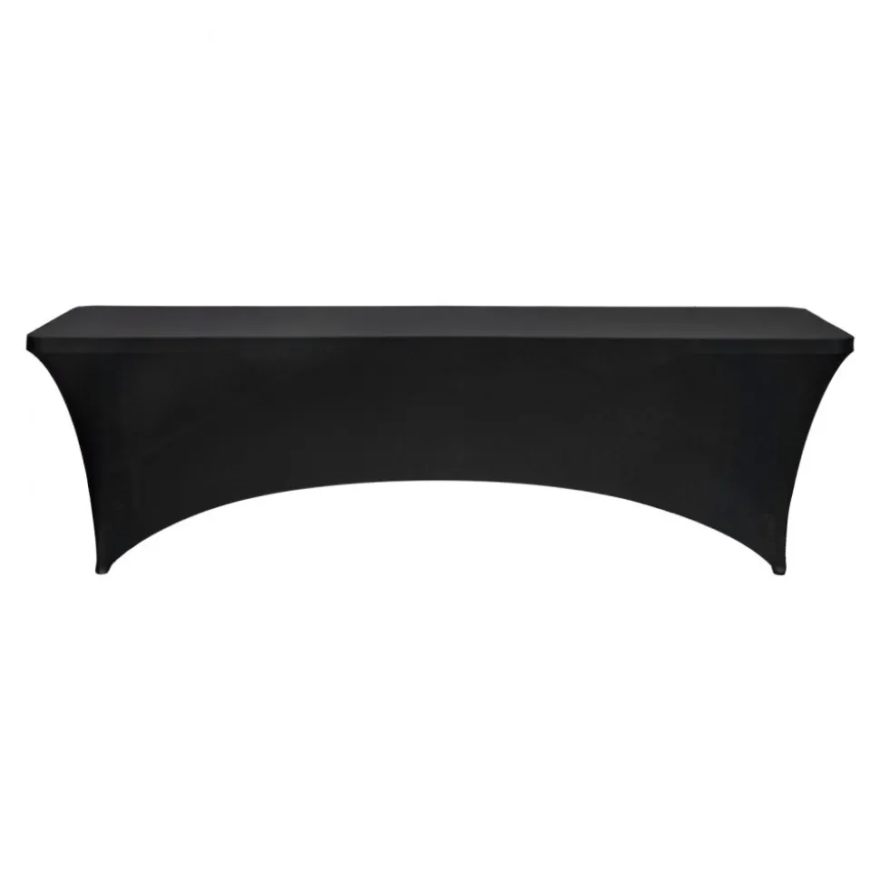 VEVOR 6 Pack Table Cloth for 8FT Rectangular Fitted Events, Wrinkle-Resistant Stretch Black Table Covers, Washable Spandex Tablecloth Protector, for Party, Wedding, Cocktail, Banquet, Festival