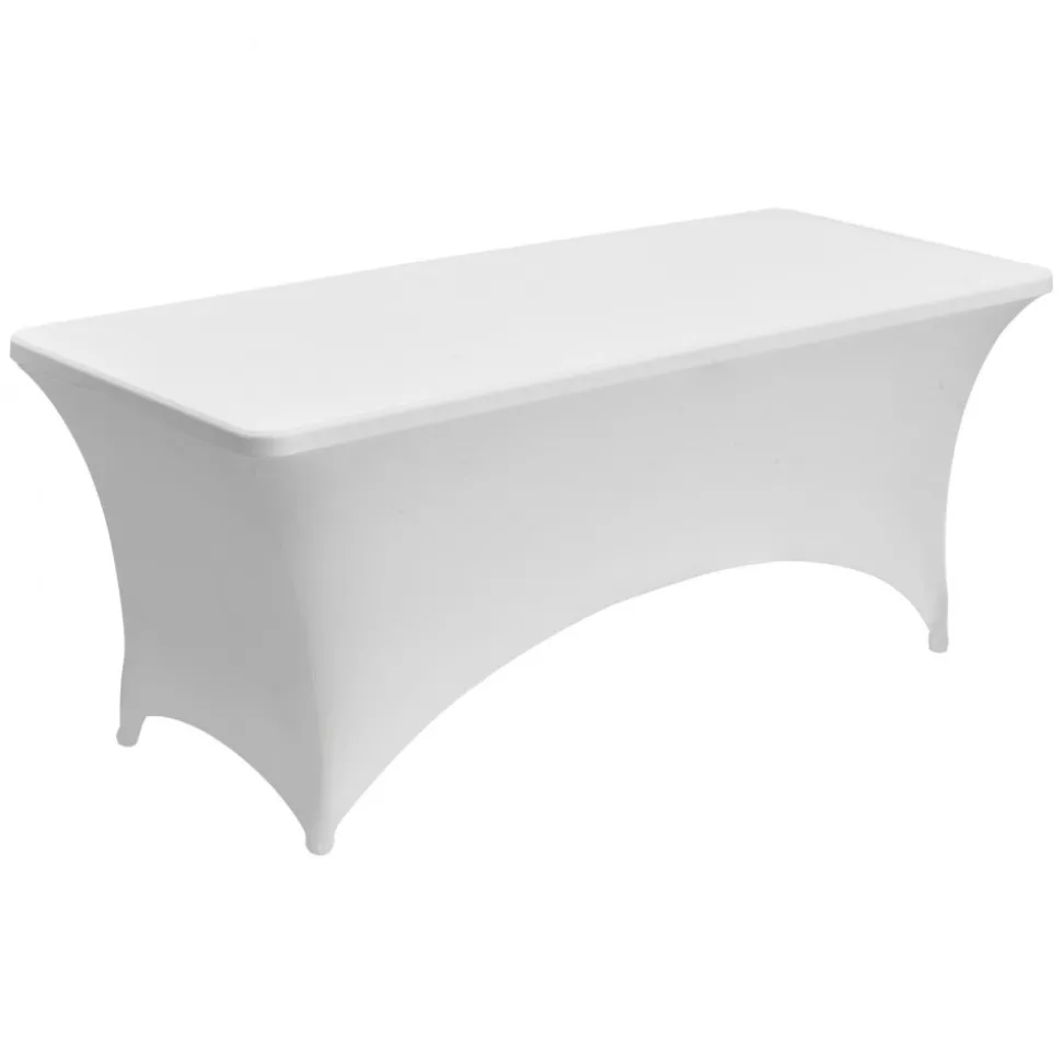 VEVOR 10 Pack Table Cloth for 6FT Rectangular Fitted Events, Wrinkle-Resistant Stretch White Table Covers, Washable Spandex Tablecloth Protector, for Party, Wedding, Cocktail, Banquet, Festival