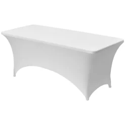 VEVOR 10 Pack Table Cloth for 6FT Rectangular Fitted Events, Wrinkle-Resistant Stretch White Table Covers, Washable Spandex Tablecloth Protector, for Party, Wedding, Cocktail, Banquet, Festival