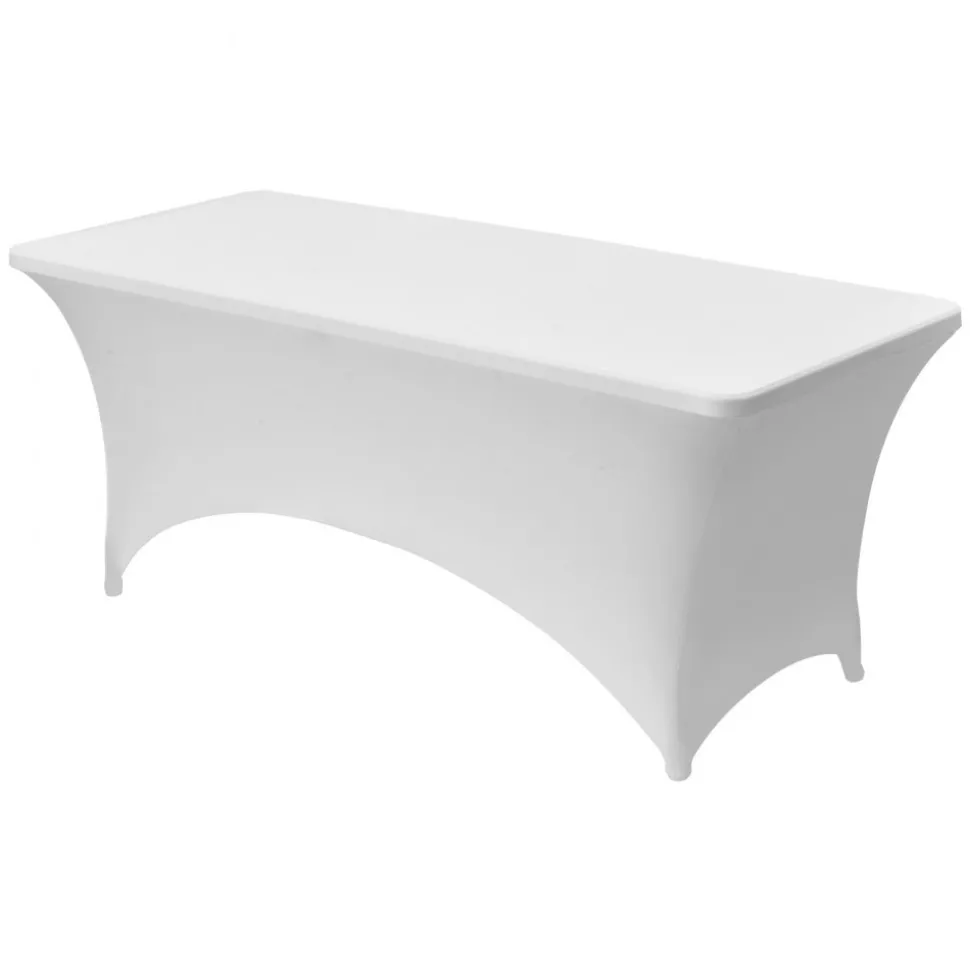 VEVOR 10 Pack Table Cloth for 6FT Rectangular Fitted Events, Wrinkle-Resistant Stretch White Table Covers, Washable Spandex Tablecloth Protector, for Party, Wedding, Cocktail, Banquet, Festival