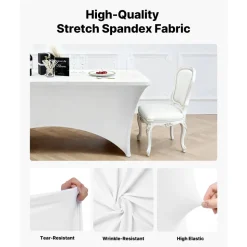 VEVOR 10 Pack Table Cloth for 6FT Rectangular Fitted Events, Wrinkle-Resistant Stretch White Table Covers, Washable Spandex Tablecloth Protector, for Party, Wedding, Cocktail, Banquet, Festival