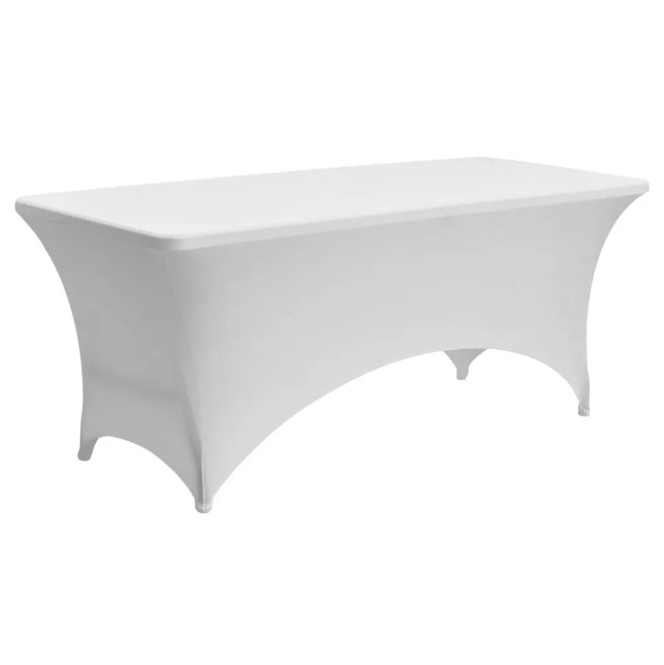 VEVOR 10 Pack Table Cloth for 6FT Rectangular Fitted Events, Wrinkle-Resistant Stretch White Table Covers, Washable Spandex Tablecloth Protector, for Party, Wedding, Cocktail, Banquet, Festival