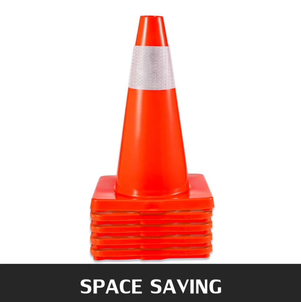 VEVOR 12Pack 18" Traffic Cones, Safety Road Parking Cones PVC Base, Orange Traffic Cone with Reflective Collars, Hazard Construction Cones for Home Traffic Parking