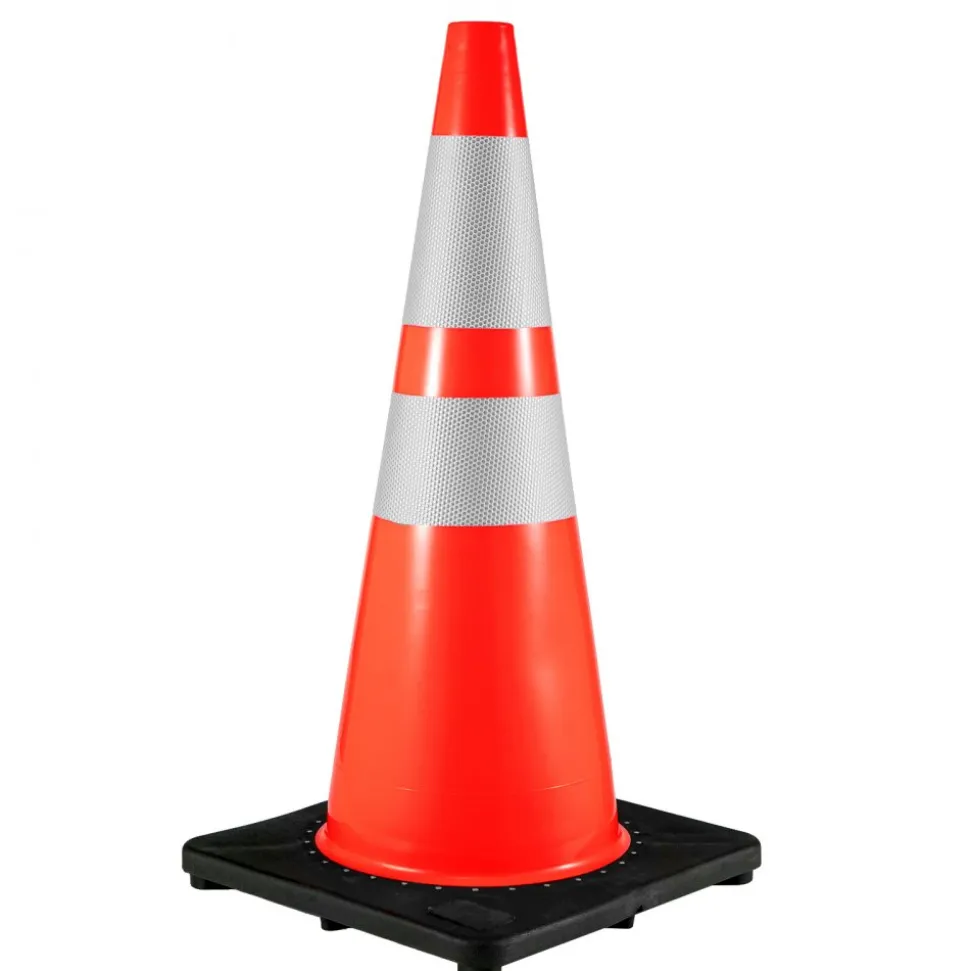VEVOR 6Pack 36" Traffic Cones, Safety Road Parking Cone with Black Weighted Base, PVC Orange Traffic Safety Cones, Hazard Cones Reflective Collars for Construction Traffic Parking