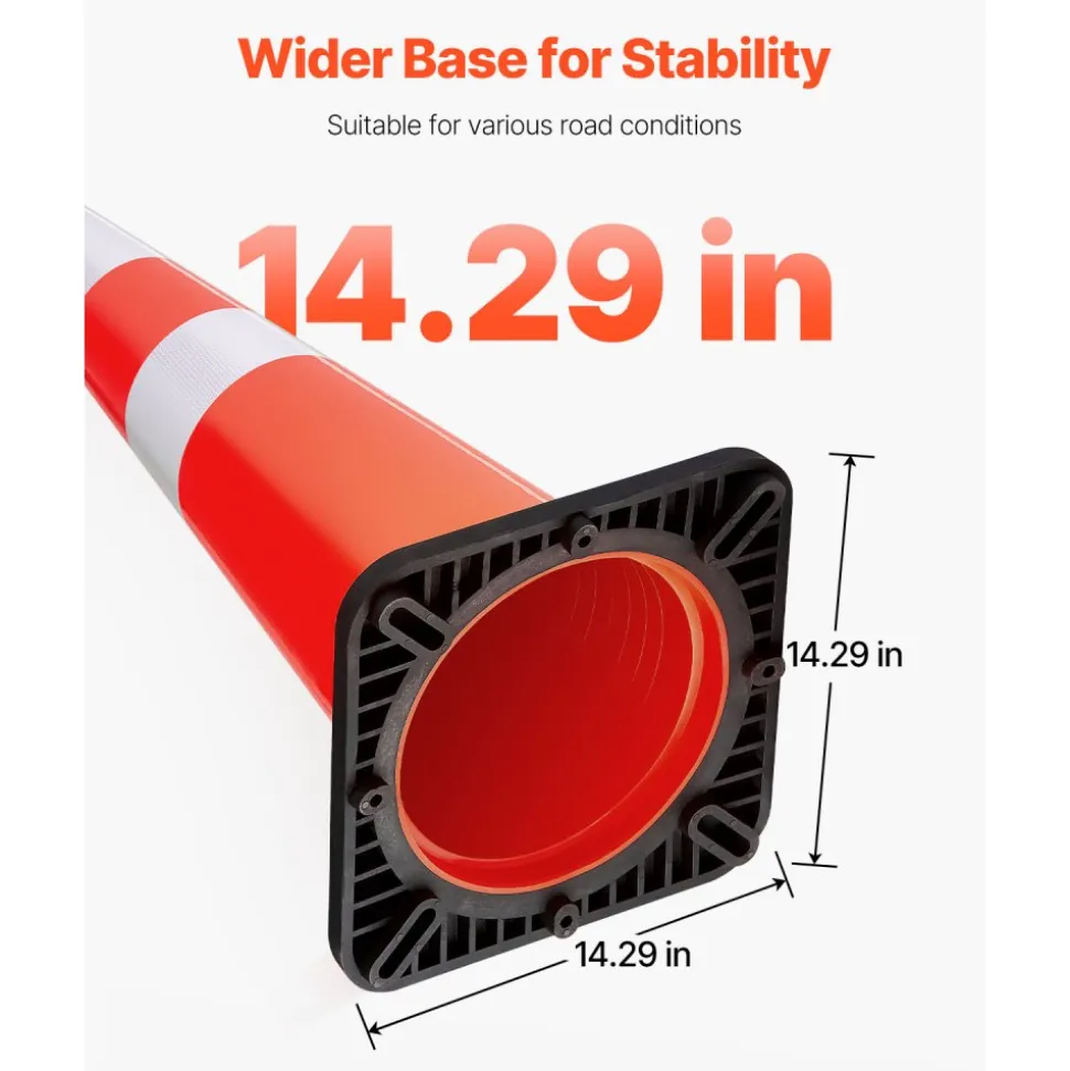 VEVOR 6Pack 36" Traffic Cones, Safety Road Parking Cone with Black Weighted Base, PVC Orange Traffic Safety Cones, Hazard Cones Reflective Collars for Construction Traffic Parking